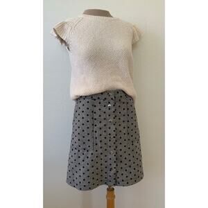 FRNCH Polka Dot High-Waisted Mini Skirt | Grey | Medium